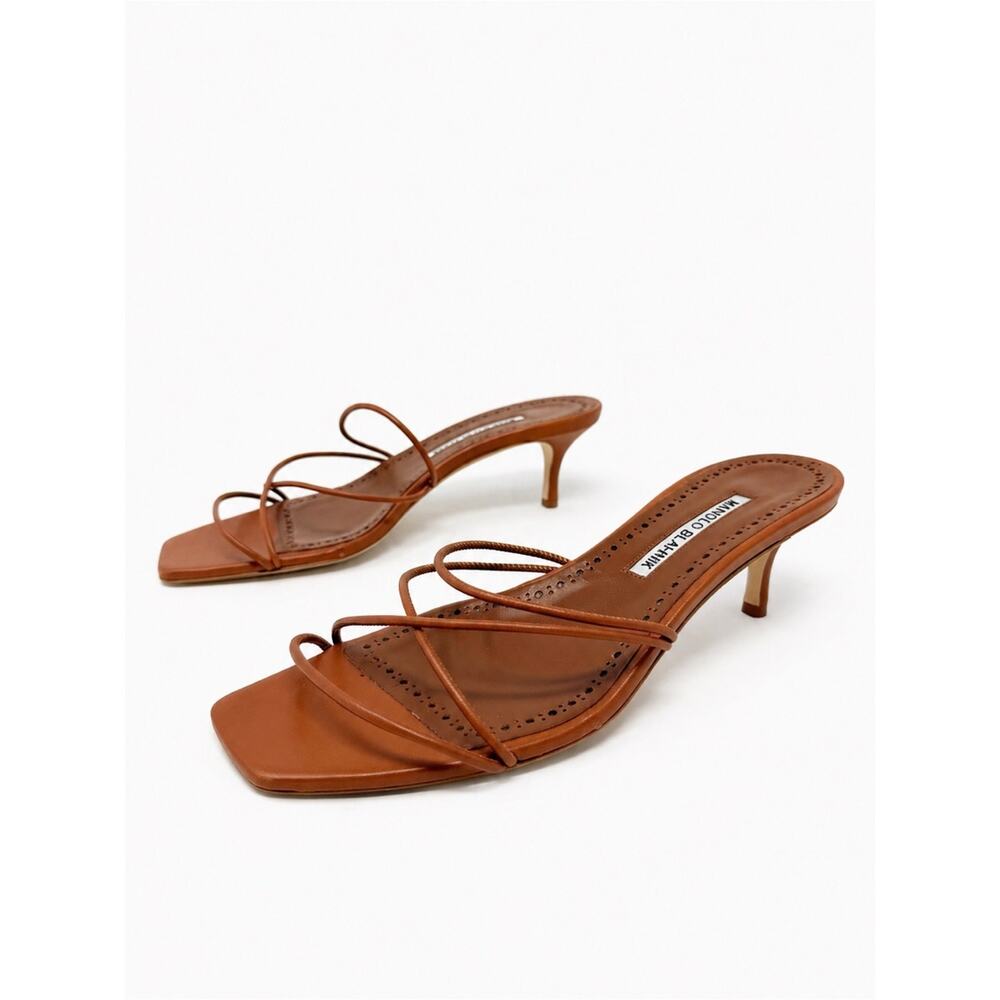 Manolo Blahnik Ninfemu Leather Strappy Sandals Womens Size EU 38.5 - Picture 3 of 9